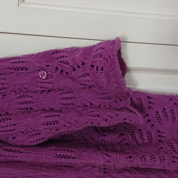 Woman Within Purple Open-Front Cardigan - Picture 3 of 5